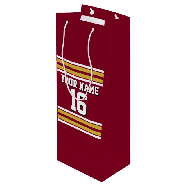 Burgundy med Guld White Rand Team Jersey (Baksidan Vinklad)