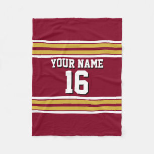 Burgundy med Guld White Rand Team Jersey Fleecefilt