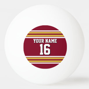 Burgundy med Guld White Rand Team Jersey Pingisboll