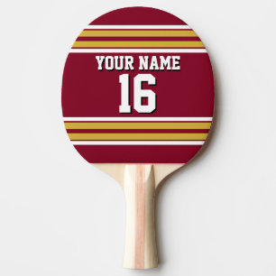 Burgundy med Guld White Rand Team Jersey Pingisracket