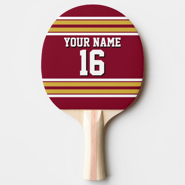 Burgundy med Guld White Rand Team Jersey Pingisracket (Framsidan)