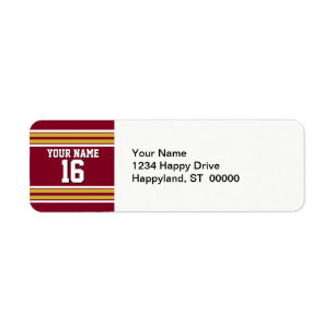 Burgundy med Guld White Rand Team Jersey Returadress Etikett