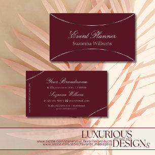 Burgundy med Shimmery Silver Decor Simple Snyggt Visitkort
