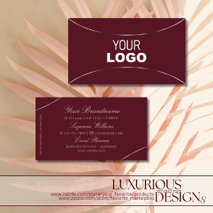 Burgundy med Silver Decor and Logotyp Snyggt Simpl Visitkort