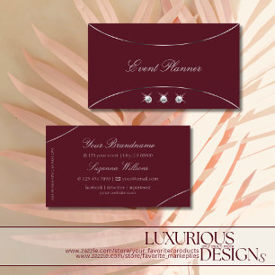 Burgundy med Silver Decor och Diamonds Luxurious Visitkort