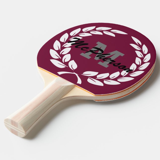 Burgundy med Victory Wandan och Monogram/Namn Pingisracket (Frontvinkel)