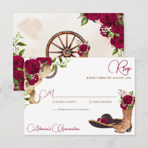 Burgundy Merlot Charro Western Quinceanera OSA Kort