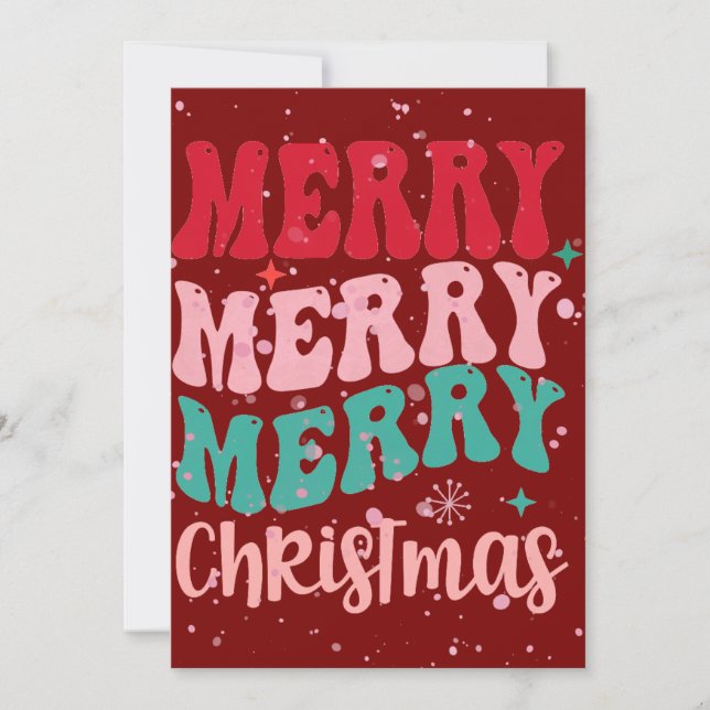 Burgundy Merry Christmas-kort Inbjudningar (Framsida)