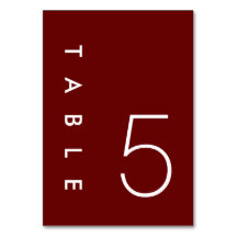 Burgundy-minialistiskt Bröllop-Bordsnummer-kort