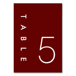 Burgundy-minialistiskt Bröllop-Bordsnummer-kort Bordsnummer