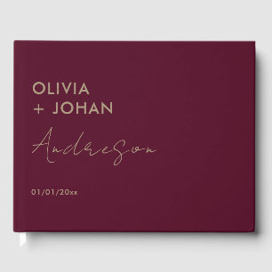 Burgundy Minimalist Bröllop Gästböcker