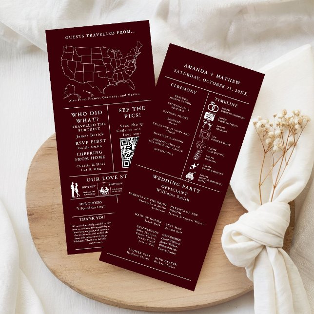 Burgundy Minimalist Wedding Infographic Program (Skapare uppladdad)