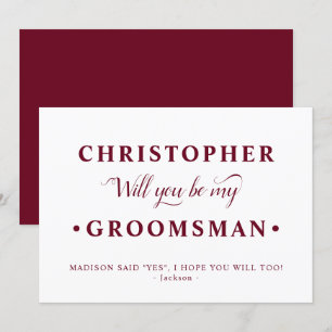 Burgundy Minimalistisk Bröllopsgäst Förslag Kort