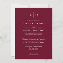 Burgundy minimalistisk elegant monogram bröllop