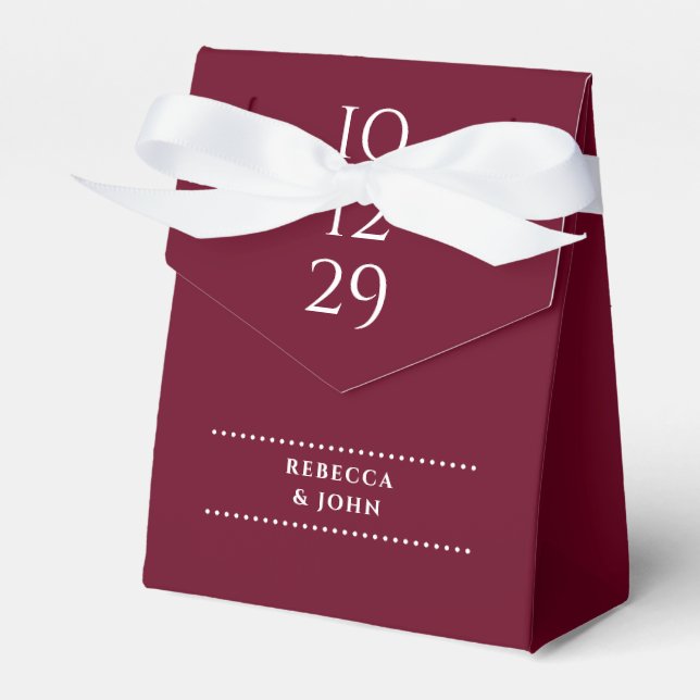 Burgundy Minimalistisk Speciell Datum Bröllop Presentaskar (Framsidan Sidan)