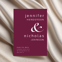 Burgundy Modern Ampersand Typography Bröllop