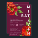 Burgundy Modern Bat mitzvah Blommigt vattenfärg Inbjudningar<br><div class="desc">Var stolt, gladd och visa den här milstolpen till din favoritBat mitzvah med den här sofistikerade inbjudan till personligen! En chic, bedövning, vattenfärg för blommigt med modern serif-typ övertäcker en burgundisk bakgrund. Anpassa anpassningsbarna med information om namn, datum och plats för Bat mitzvah. Garanterade att hon skulle få mer roligt...</div>