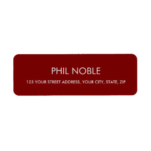 BURGUNDY modern enkel professionell monogram Returadress Etikett