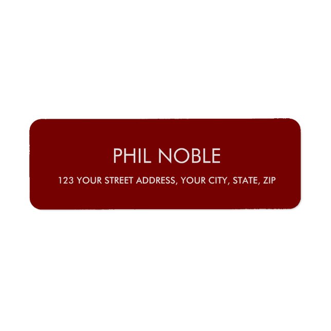 BURGUNDY modern enkel professionell monogram Returadress Etikett (Framsidan)
