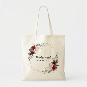 Burgundy Modern Geometric Bridesmaid-gåva Tygkasse