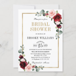 Burgundy  modern geometrisk Möhippa Inbjudningar