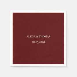 Burgundy Modern Initials Minimalist Wedding  Pappersservett
