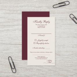 Burgundy Modern Mix and Match Bröllop RSVP-kort Visitkort