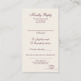 Burgundy Modern Mix and Match Wedding RSVP Card Visitkort