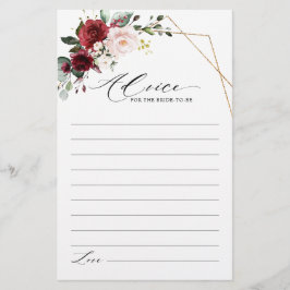 Burgundy Modern Möhippa Adress för  Blommigt