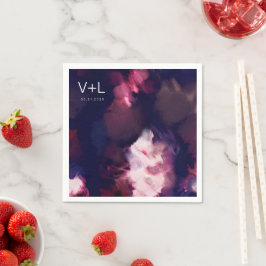 Burgundy Modern Push Strokes Bröllop Pappersservett