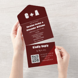 Burgundy Modern QR-Elegant med fetstil i QR-kod