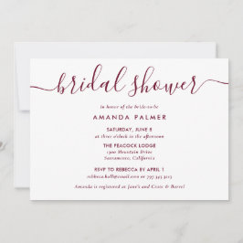 Burgundy Modern Script Möhippa Inbjudningar