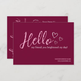 Burgundy Modern Script QR-kod, Tack Business Tilläggskort