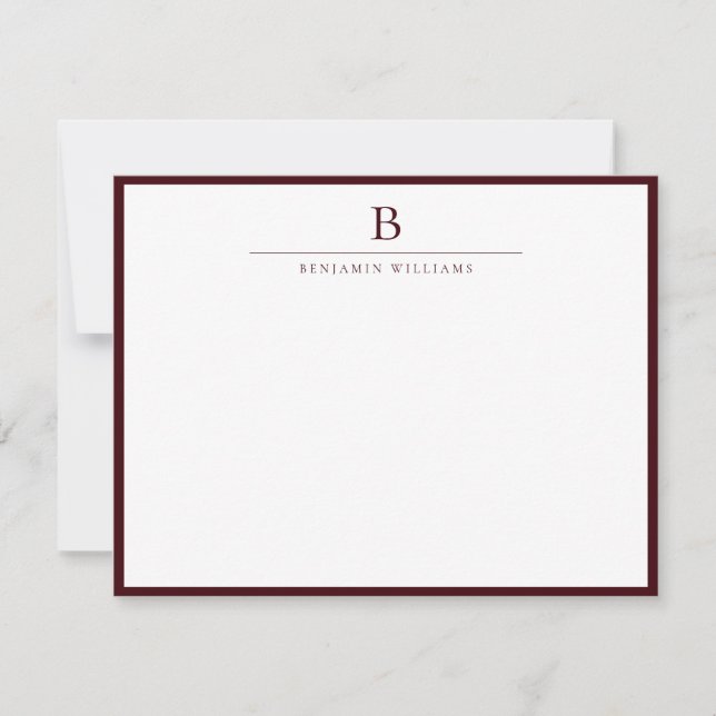 Burgundy Modern Stationery Classic  Anteckningskort (Framsida)
