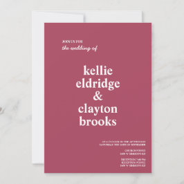 Burgundy Modern Type Wedding-inbjudan Inbjudningar