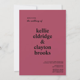 Burgundy Modern Type Wedding-inbjudan Inbjudningar
