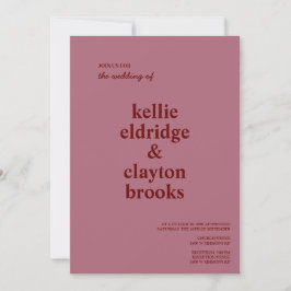 Burgundy Modern Type Wedding-inbjudan Inbjudningar