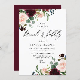 Burgundy &  Möhippa Brunch & Bubly Inbjudningar