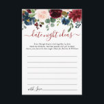 Burgundy Möhippa Datum Nattjidkort Rådkort<br><div class="desc">Burgundy Navy Blue  Blommigt Möhippa Date Night Idea Advice Card.</div>