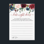 Burgundy Möhippa Datum Nattjidkort Rådkort<br><div class="desc">Burgundy Navy Blue  Blommigt Möhippa Date Night Idea Advice Card.</div>