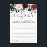 Burgundy Möhippa Datum Nattjidkort Rådkort<br><div class="desc">Burgundy Navy Blue  Blommigt Möhippa Date Night Idea Advice Card.</div>