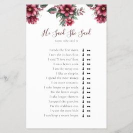 Burgundy Möhippa sa att hon sa att spel Flygblad