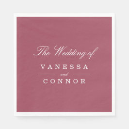 Burgundy Monogram namn bröllop Pappersservett