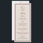 Burgundy Monogram Wedding Long Menu Card Inbjudningar<br><div class="desc">Burgundy Fall Wedding Long Menu Card featuring a classic monogram crest — a refined choice for elegant autumn and winter wedding receptions. Inspired by Old Money aesthetic, Quiet Luxury, and Heritage Estate stationery style. Perfect for couples who love timeless monograms and formal tablescapes. Style with velvet table runners, candlelit centerpieces,...</div>