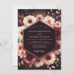 Burgundy Moody Bloom Opulence Bröllop Inbjudningar