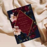 Burgundy  Mörk Navy Blue Blommigt Guld Bröllop Inbjudningar<br><div class="desc">Anpassa den här inbjudan från elegant bröllop enkelt och snabbt. Klicka bara på Redigera med Design Verktyg om du vill redigera texten,  ändra färgen typsnitt och typsnitt. Med vacker,  realistisk burgundi,   peonier och marinblå anemonblommor mot en mörk moody marinblå bakgrund. Matchande artiklar tillgängliga i arkivet. c) Somerset Bra Paperie</div>