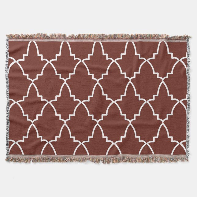 Burgundy Moroccan Lattice Mönster Filt (Framsidan)