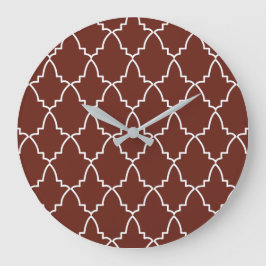Burgundy Moroccan Lattice Mönster  Stor Klocka