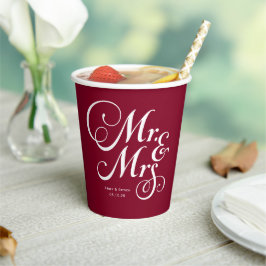 Burgundy Mr & Mrs personlig Rustic bröllop