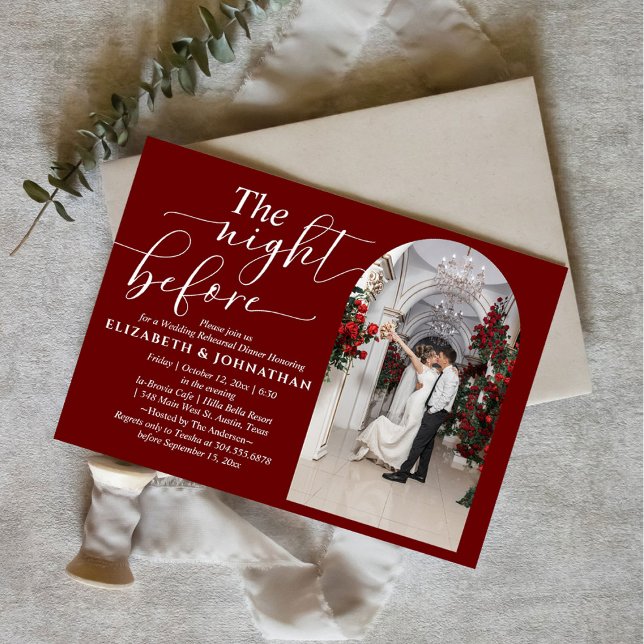 Burgundy natten före remissmiddagen inbjudningar (Skapare uppladdad)